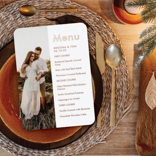 Menu de photo latérale Invitation en feuille d'alu