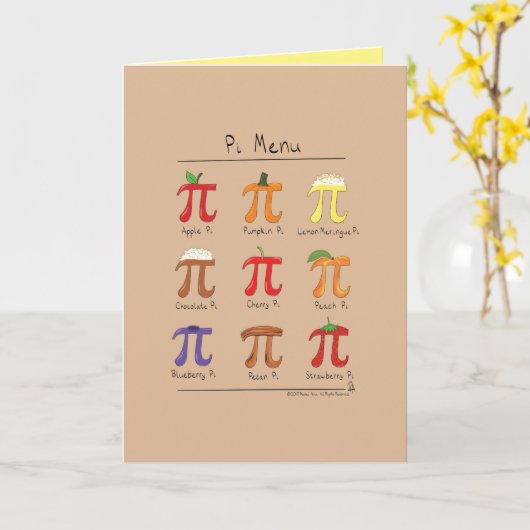 Menu de pi - carte de voeux de maths de jour de pi (Fleur jaune)