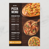 Menu de pizza éditable Menu de pizzeria Menu de re (Devant)