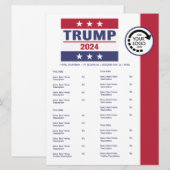Menu de plats à emporter avec logo Pro Trump 2024 (Devant / Derrière)