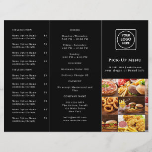 Menu de plats à emporter moderne noir Restaurant