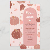 Menu de premier anniversaire Boho Pink Retro Pumpk (Devant / Derrière)