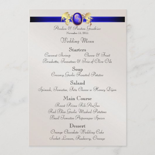 Menu de prince et de princesse Blue Jewel Crest (Devant)