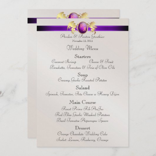 Menu de prince et de princesse Purple Jewel Crest (Devant / Derrière)