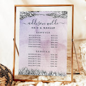 Menu de prix de service chic violet noir argent