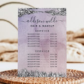 Menu de prix de service chic violet noir argent