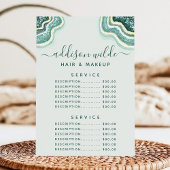 Menu de prix de service de géode d'agate pailletée