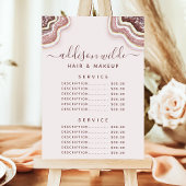 Menu de prix de service en agate pailletée rose go