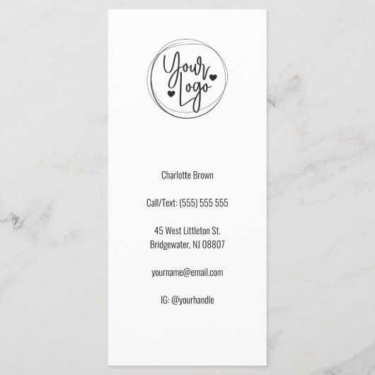 Menu de prix de service moderne en noir et blanc (Dos)