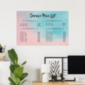 Menu de prix du service d'ombre affiche imprimée p (Bureau à domicile)
