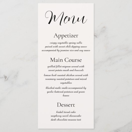 Menu de réception Beige Elégance (Devant)
