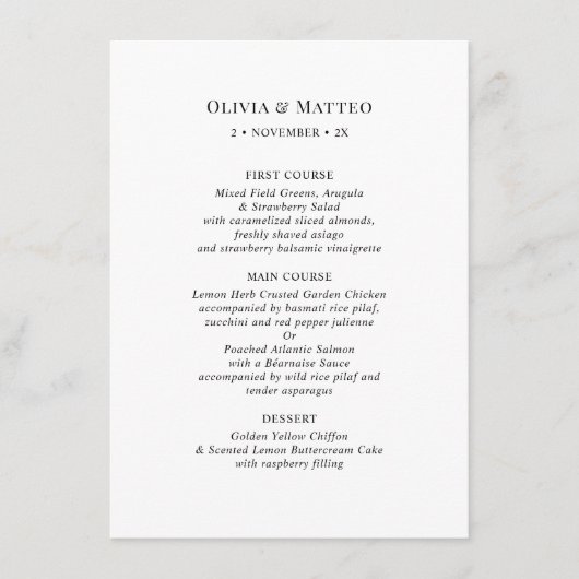 Menu De Réception Classique Noir Blanc Moderne (Devant)