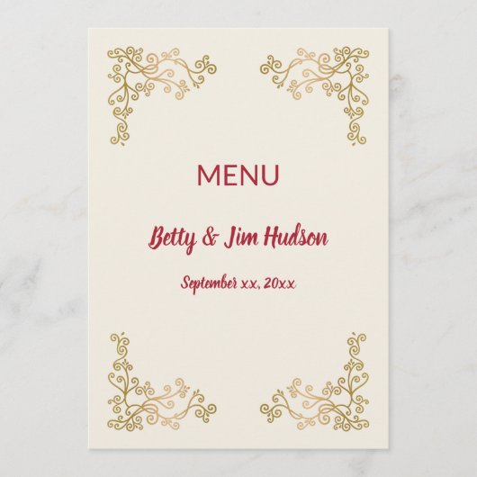 Menu de réception d'anniversaire - 50 ans - Golden (Devant)