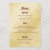 Menu de réception d'anniversaire Golden - 50th (Dos)