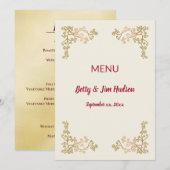 Menu de réception d'anniversaire Golden - 50th (Devant / Derrière)