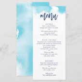 MENU DE RÉCEPTION DE MARIAGE aquarelle bleu aqua m (Devant / Derrière)