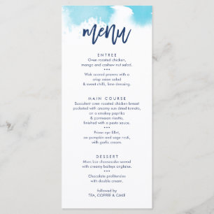 MENU DE RÉCEPTION DE MARIAGE aquarelle bleu aqua m