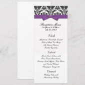 Menu de réception de mariage au ruban violet avec (Devant / Derrière)