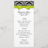 Menu de réception de mariage au vert avec nœud en  (Devant)