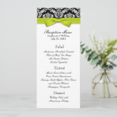 Menu de réception de mariage au vert avec noeud pa (Debout devant)