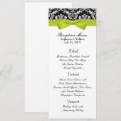 Menu de réception de mariage au vert avec noeud pa (Devant / Derrière)