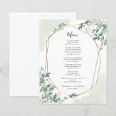 Menu de réception de mariage avec verdure d'eucaly (Devant / Derrière)