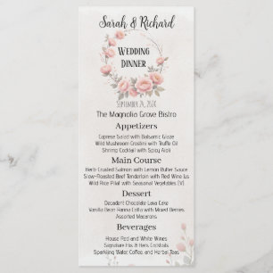 Menu de réception de mariage blanc lumineux de la 