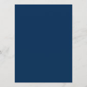 Menu de réception de mariage bleu marine rayé et o (Dos)