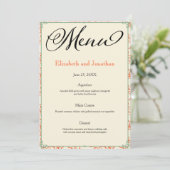 Menu de réception de mariage champêtre orange et s (Debout devant)