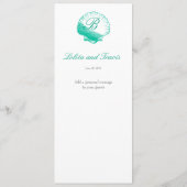 Menu de réception de mariage coquillage Aqua foncé (Dos)