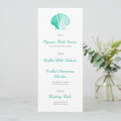 Menu de réception de mariage coquillage Aqua foncé (Debout devant)