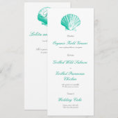 Menu de réception de mariage coquillage Aqua foncé (Devant / Derrière)