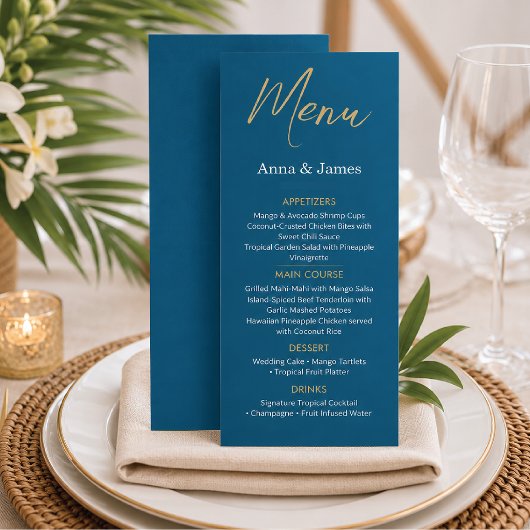 Menu de réception de mariage de destination Blue &