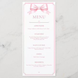 Menu de réception de mariage élégant et rose modif