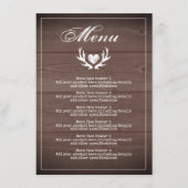 Menu de réception de mariage en bois brun rustique (Devant)