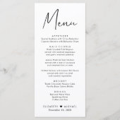 Menu de réception de mariage en écriture moderne (Devant)