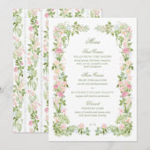 Menu de réception de mariage floral à l'aquarelle  (Devant / Derrière)