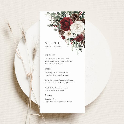 Menu de réception de mariage floral d'hiver de Bou