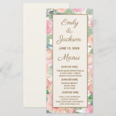 Menu de Réception de Mariage Floral Rose Pâle et V (Devant / Derrière)