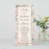 Menu de Réception de Mariage Floral Rose Pâle et V (Debout devant)