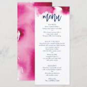 MENU DE RÉCEPTION DE MARIAGE mignon aquarelle rose (Devant / Derrière)