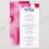 MENU DE RÉCEPTION DE MARIAGE mignon aquarelle rose (Devant / Derrière)
