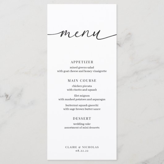 Menu De Réception De Mariage Moderne Et Élégant (Devant)
