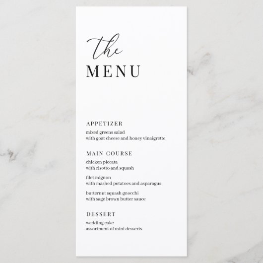 Menu De Réception De Mariage Moderne Et Élégant (Devant)