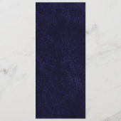 Menu de réception de mariage Navy Blue White Scrip (Dos)