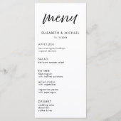 Menu de réception de mariage noir et blanc écritur (Devant)