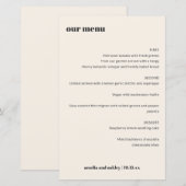 Menu de réception de mariage rétro gras en ivoire (Devant / Derrière)