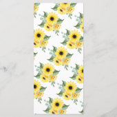 Menu de réception de mariage tournesols verdure (Dos)