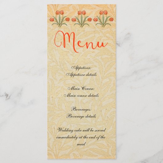 Menu de réception de mariage vintage (Devant)