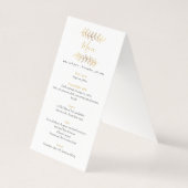 Menu de réception mariage feuille à effet or (Back)